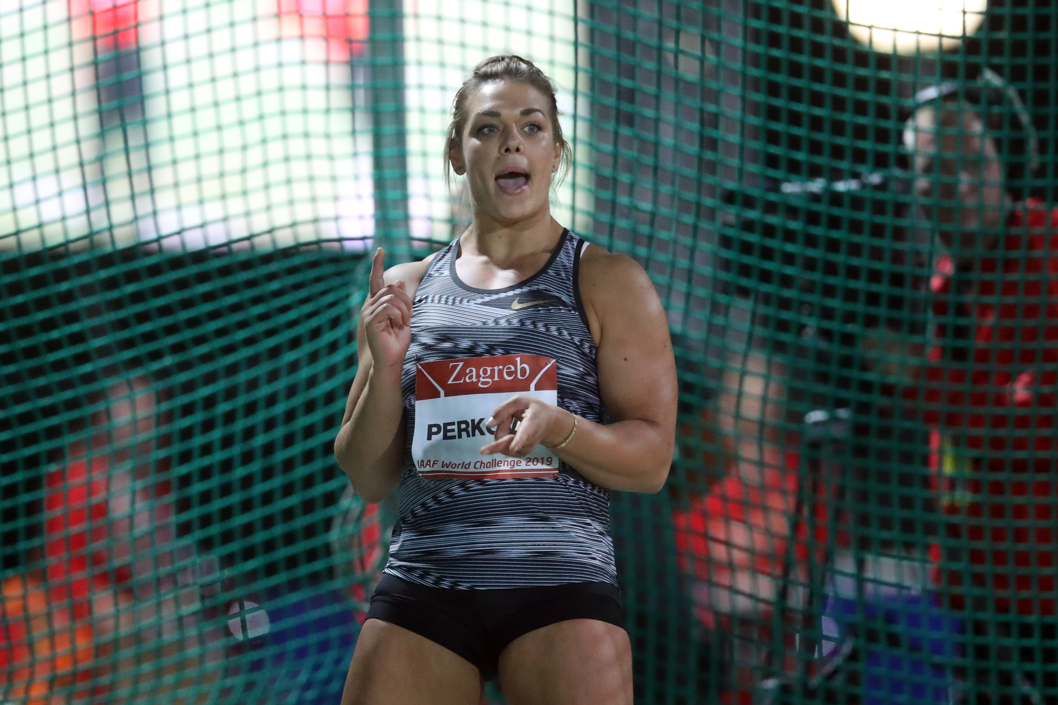Zagreb, 03.09.2019 - Međunarodni IAAF atletski miting u Zagrebu - 69. memorijal Borisa Hanžekovića na stadionu Mladosti u Zagrebu. Bacanje diska žene. Na slici Sandra Perković.
foto HINA/ Damir SENČAR/ ml