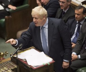 epa07817242 A handout photo made available by the UK Parliament shows British Prime Minister Boris Johnson gesturing during Prime Ministers Questions (PMQS) in the House of Commons in London, Britain, 04 September 2019.  EPA/JESSICA TAYLOR/UK PARLIAMENT / HANDOUT MANDATORY CREDIT: UK PARLIAMENT / JESSICA TAYLOR HANDOUT EDITORIAL USE ONLY/NO SALES