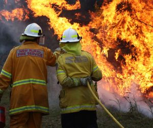epa07831441 Firefighters work to contain a bushfire in Angourie, New South Wales, Australia, 10 September 2019. According to reports, nearly 400 firefighters have been deployed in New South Wales, with another 400 expected to be deployed on 10 September in an effort to bring more than a dozen fires under control.  EPA/JASON O'BRIEN  AUSTRALIA AND NEW ZEALAND OUT