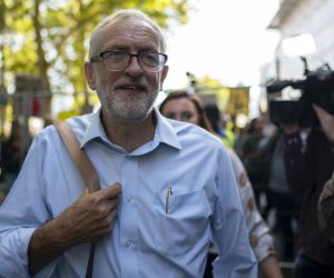 epa07856244 Labour Leader Jeremy Corbyn arrives at a demonstration as a part of the Fridays for Future global climate strike in Central London, Britain, 20 September 2019. Millions of people around the world are taking part in protests demanding action on climate issues. The Global Strike For Climate is being held only days ahead of the scheduled United Nations Climate Change Summit in New York.  EPA/WILL OLIVER