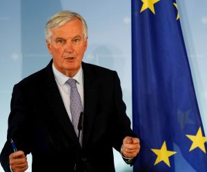 epa07863937 European Union's chief Brexit negotiator Michel Barnier speaks during a press conference after a meeting with German Foreign Minister Heiko Maas (not seen) in Berlin, Germany, 23 September 2019.  EPA/ALEXANDER BECHER