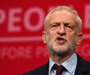 epa07865659 Labour Party leader Jeremy Corbyn delivers an impromptu speech after hearing the news that Prime Minister Boris Johnson had lost his Supreme Court judgement over the prorogation of parliament on the fourth day of the Labour Party Conference in Brighton, Britain, 23 September 2019. Labour Party Conference runs from 21-25 September.  EPA/ANDY RAIN