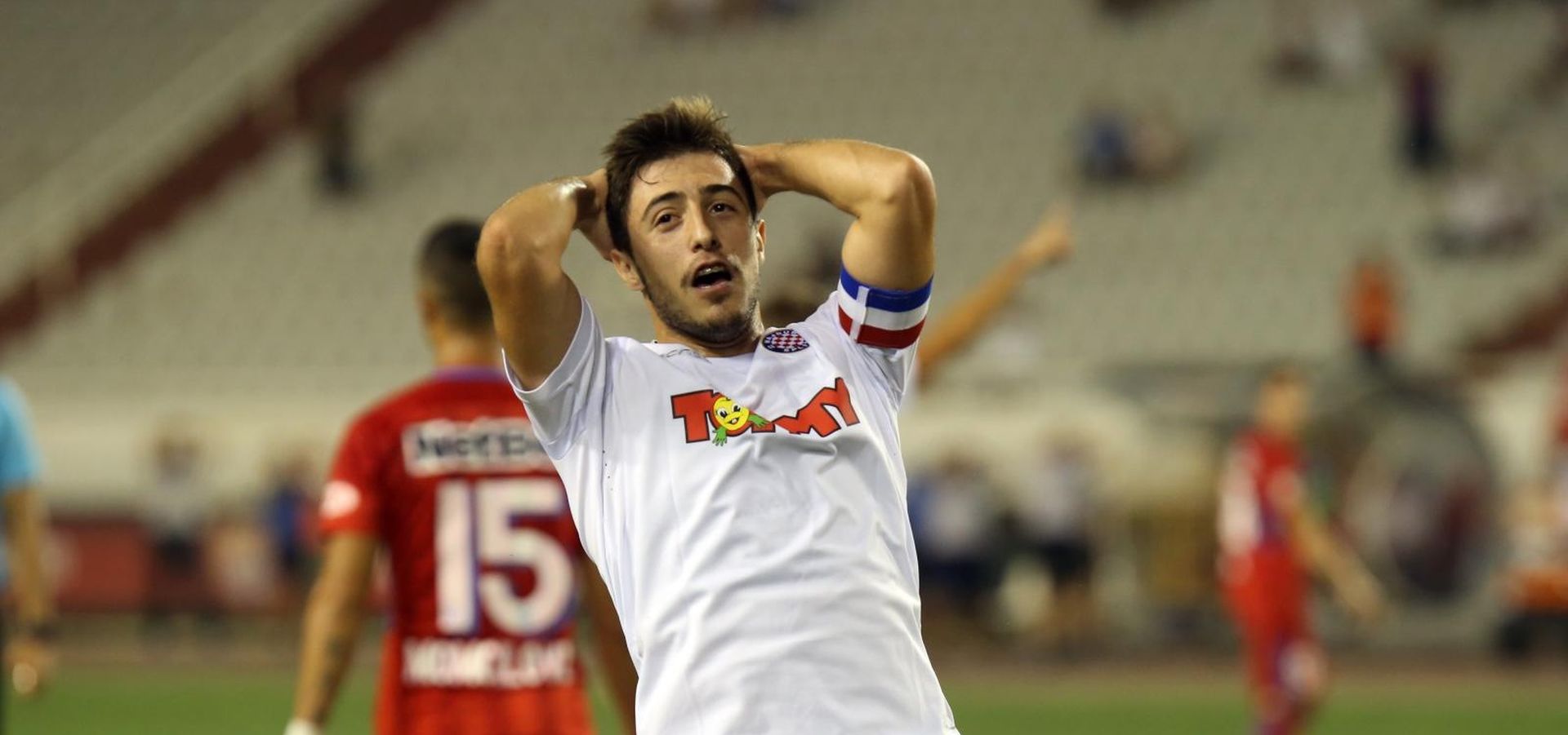 09.08.2018., stadion Poljud, Split - Prva utakmica 3. pretkola kvalifikacija za UEFA Europsku ligu, HNK Hajduk - FC Steaua Bukurest. Josip Juranovic. 
Photo: Ivo Cagalj/PIXSELL