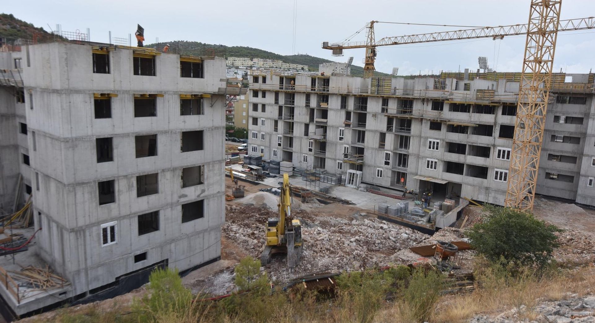 09.08.2017., Sibenik - U naselju Subicevac u tijeku je gradnja 148 POS-ovih stanova. Useljenje u stanove ocekuje se u lipnju 2018. godine.
Photo: Hrvoje Jelavic/PIXSELL