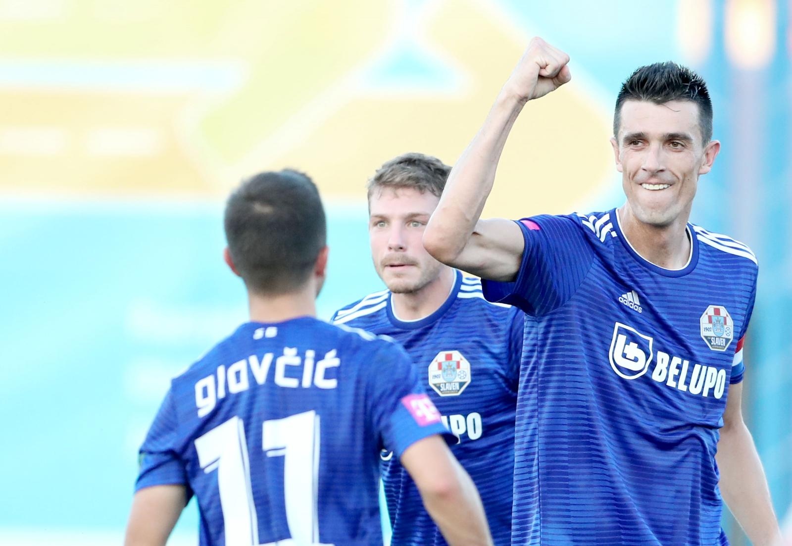 11.08.2019., Gradski stadion Ivan Kusek Apas, Koprivnica - Hrvatski Telekom Prva liga, 04. kolo, NK Slaven Belupo - HNK Hajduk. Slavlje nakon gola Ivana Krstanovica. Photo: Sanjin Strukic/PIXSELL