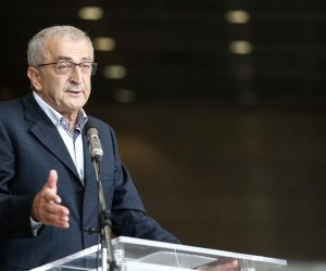 12.09.2017., Zagreb - U Nacionalnoj i sveucilisnoj knjiznici otvorena je izlozba "Napredak: 1990.- 2015.", u povodu 115. obljetnice utemeljenja Hrvatskog kulturnog drustva Napredak. 
Franjo Topic, predsjednik HKD Napredak.
Photo: Petar Glebov/PIXSELL