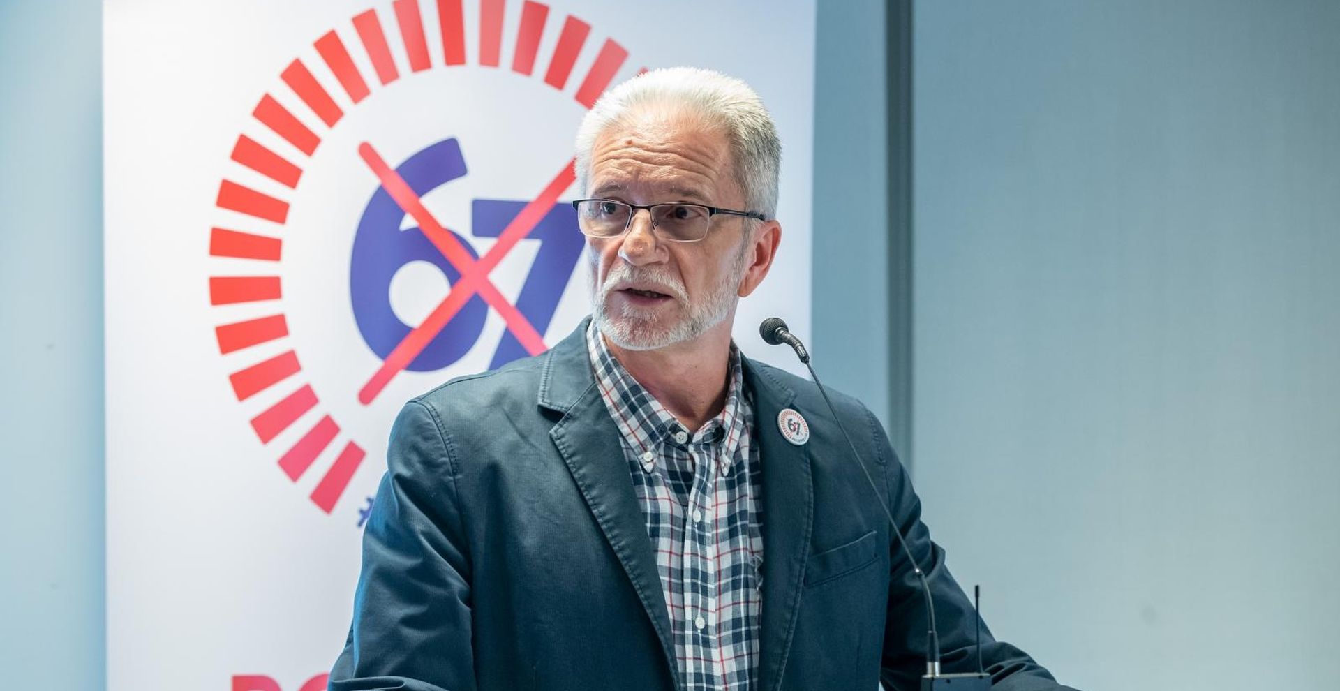 20.09.2019., Zagreb - Sindikalne sredisnjice Matica hrvatskih sindikata (MHS), Nezavisni hrvatski sindikati (NHS) i Savez samostalnih sindikata Hrvatske (SSSH), organizirali su konferenciju za medije o namjeri Vlade da u potpunosti prihvati izmjene Zakona o mirovinskom osiguranju sadrzane u referendumskom pitanju Inicijative 67 je previse. Kresimir Sever.
Photo: Davor Puklavec/PIXSELL
