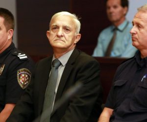 26.09.2017., Split - Dragan Vasiljkovic osudjen je na 15 godina zatvora presudom donesenom na Zupanijskom sudu. Proglasen je krivim za dvije tocke optuznice - zlostavljanje zatvorenika na Kninskoj tvrdjavi i napad na policijsku postaju u Glini.
Photo: Miranda Cikotic/PIXSELL