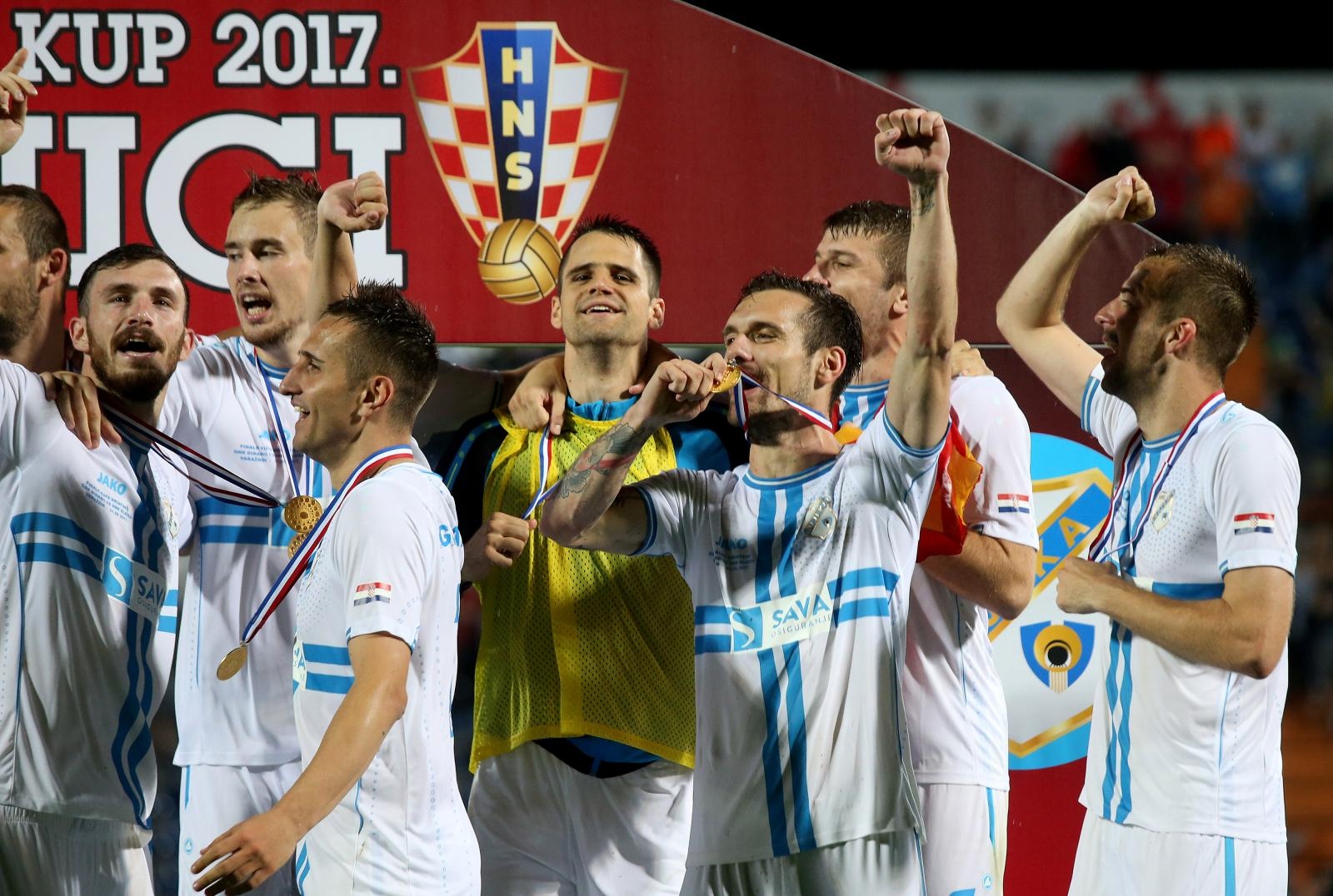 31.05.2017., Varazdin - Nakon sto je osvojila prvi naslov prvaka, Rijeka je u finalu Kupa pobijedila Dinamo 3:1 i prvi put u povijesti osvojila dvostruku krunu. "Modri" su cetvrti put otkako je nezavisne drzave ostali bez Kupa i prvenstva. Photo: Igor Kralj/PIXSELL