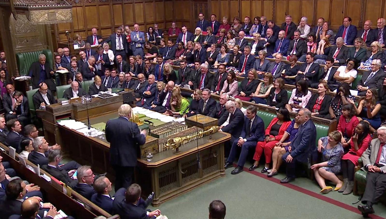 Britain's Prime Minister Boris Johnson speaks after the announcement of the result of the vote in the Parliament in London Britain's Prime Minister Boris Johnson speaks after the announcement of the result of the vote in the Parliament in London, Britain, Spetember 3, 2019, in this still image taken from Parliament TV footage. Parliament TV via REUTERS Parliament TV
