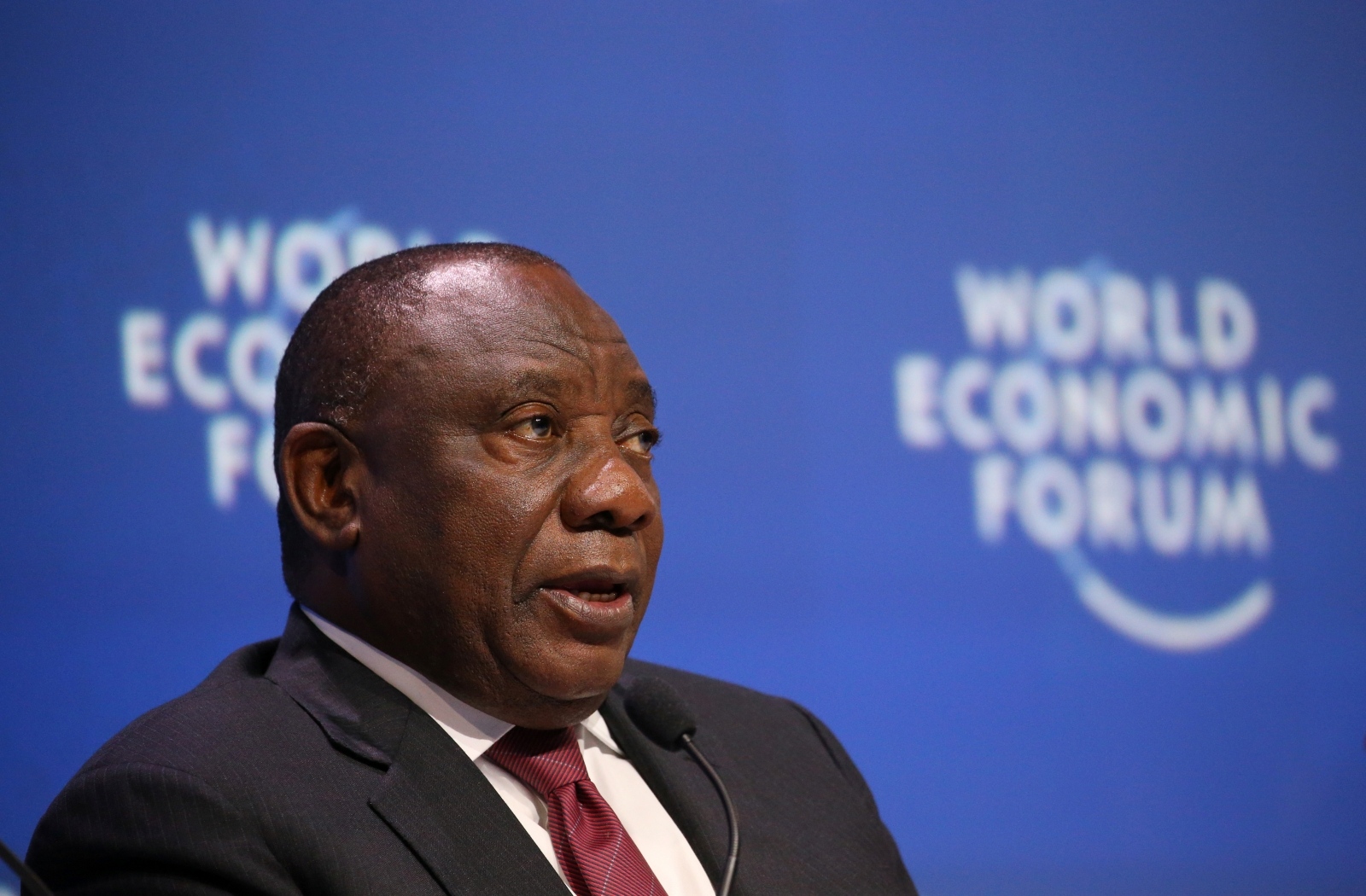 South Africa's President Cyril Ramaphosa speaks during a session of the World Economic Forum on Africa in Cape Town South Africa's President Cyril Ramaphosa speaks during a session of the World Economic Forum on Africa in Cape Town, South Africa, September 5, 2019. REUTERS/Sumaya Hisham SUMAYA HISHAM