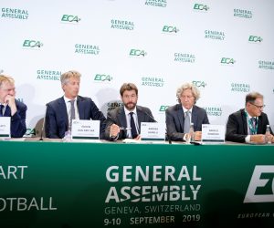 European Club Association (ECA) Chairman Andrea Agnelli and other ECA representatives hold news briefing after the 23rd ECA General Assembly European Club Association (ECA) Chairman Andrea Agnelli and other ECA representatives hold news briefing after the 23rd ECA General Assembly in Geneva, Switzerland, September 10, 2019. REUTERS/Denis Balibouse DENIS BALIBOUSE