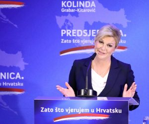 Zagreb, 2.10.2019. - Obraćanje predsjednice Republike Kolinde Grabar Kitarović tijekom kojeg je objavila službenu kandidaturu za novi mandat. 
foto HINA/ Admir BULJUBAŠIĆ/ ml