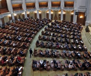 epa07909503 General view of the Deputee Chamber hall during a no-confidence vote against the cabinet led by Viorica Dancila,  at Parliament Palace in Bucharest, Romania, 10 October 2019. The opposition parties pushed a no-confidence vote against the ruling coalition after the junior partner of the  ruling coalition, ALDE party, pulled out of the government in August, leaving the senior PSD party without a majority. For the no-confidence vote to pass, it needs the support of 233  lawmakers from the total number of 465.  EPA/ROBERT GHEMENT