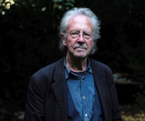 epa07910653 Austrian writer Peter Handke poses for photographs at his home in Chaville, near Paris, France, 10 October 2019. The Nobel Prize in Literature for 2019 is awarded to Peter Handke, the Swedish Academy announced on 10 October 2019.  EPA/JULIEN DE ROSA