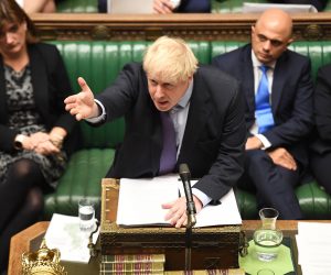 epa07940914 A handout picture made available by the UK Parliament shows British Prime Minister Boris Johnson speaking in the House of Commons in London, Britain, 22 October 2019. Johnson is urging MPs to back his Brexit deal in a final bid to get the UK to leave the EU by the end of the month.  EPA/JESSICA TAYLOR / UK PARLIAMENT / HANDOUT MANDATORY CREDIT: UK PARLIAMENT / JESSICA TAYLOR - Images must not be altered in any way. HANDOUT EDITORIAL USE ONLY/NO SALES