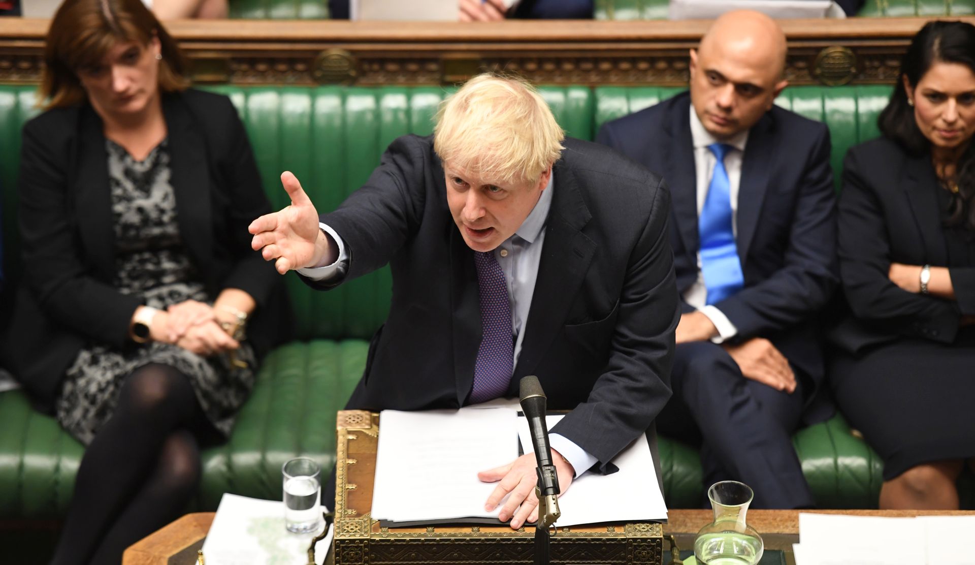 epa07940914 A handout picture made available by the UK Parliament shows British Prime Minister Boris Johnson speaking in the House of Commons in London, Britain, 22 October 2019. Johnson is urging MPs to back his Brexit deal in a final bid to get the UK to leave the EU by the end of the month.  EPA/JESSICA TAYLOR / UK PARLIAMENT / HANDOUT MANDATORY CREDIT: UK PARLIAMENT / JESSICA TAYLOR - Images must not be altered in any way. HANDOUT EDITORIAL USE ONLY/NO SALES