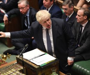 epa07943422 A handout picture made available by the UK Parliament shows British Prime Minister Boris Johnson speaking during Prime Minister's Questions in the House of Commons in London, Britain, 23 October 2019. Johnson is urging MPs to back his Brexit deal in a final bid to get the UK to leave the EU by the end of the month.  EPA/JESSICA TAYLOR / UK PARLIAMENT HANDOUT MANDATORY CREDIT: UK PARLIAMENT / JESSICA TAYLOR - Images must not be altered in any way. HANDOUT EDITORIAL USE ONLY/NO SALES