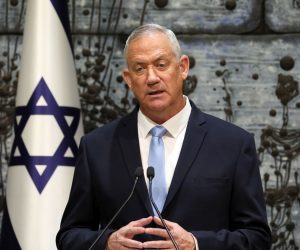 epa07943658 Benny Gantz, leader of the Blue and White party, speaks during a press statement after a letter of appointment for entrusted with forming the next government was handed to Gantz at the President's residence in Jerusalem, Israel, 23 October 2019. Israeli Prime Minister Netanyahu failed to form a coalition within the 28 days given to him by the President following the 17 September election. Benny Gantz will have his 28 days to form a coalition.  EPA/ABIR SULTAN