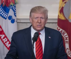 epa07953738 US President Donald J. Trump announces that US special forces have killed ISIS leader Abu Bakr Al Baghdadi during a raid in Syria in the Diplomatic Room of the White House in Washington, DC, USA, 27 October 2019. Iraqi intelligence shared Baghdadi's location with the US led coalition ahead of the raid. Trump said  that Baghdadi 'died whimpering, screaming and crying. They should see how he died. He didn’t die a hero. He died a coward.'  EPA/JIM LO SCALZO
