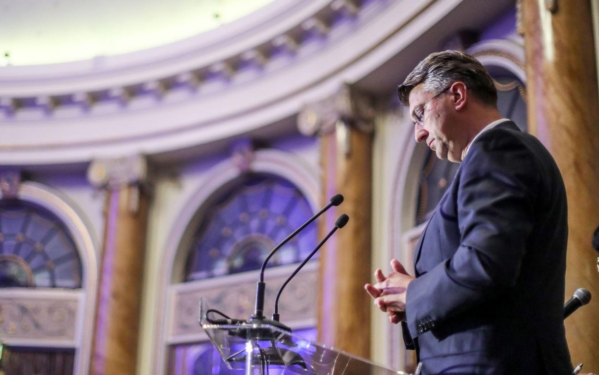 03.10.2019., Zagreb - U hotelu Esplanade odrzan prijem povodom nacionalnog praznika SR Njemacke - Dana njemackog jedinstva. Predsjednik Vlade RH Andrej Plenkovic.
Photo: Slavko Midzor/PIXSELL