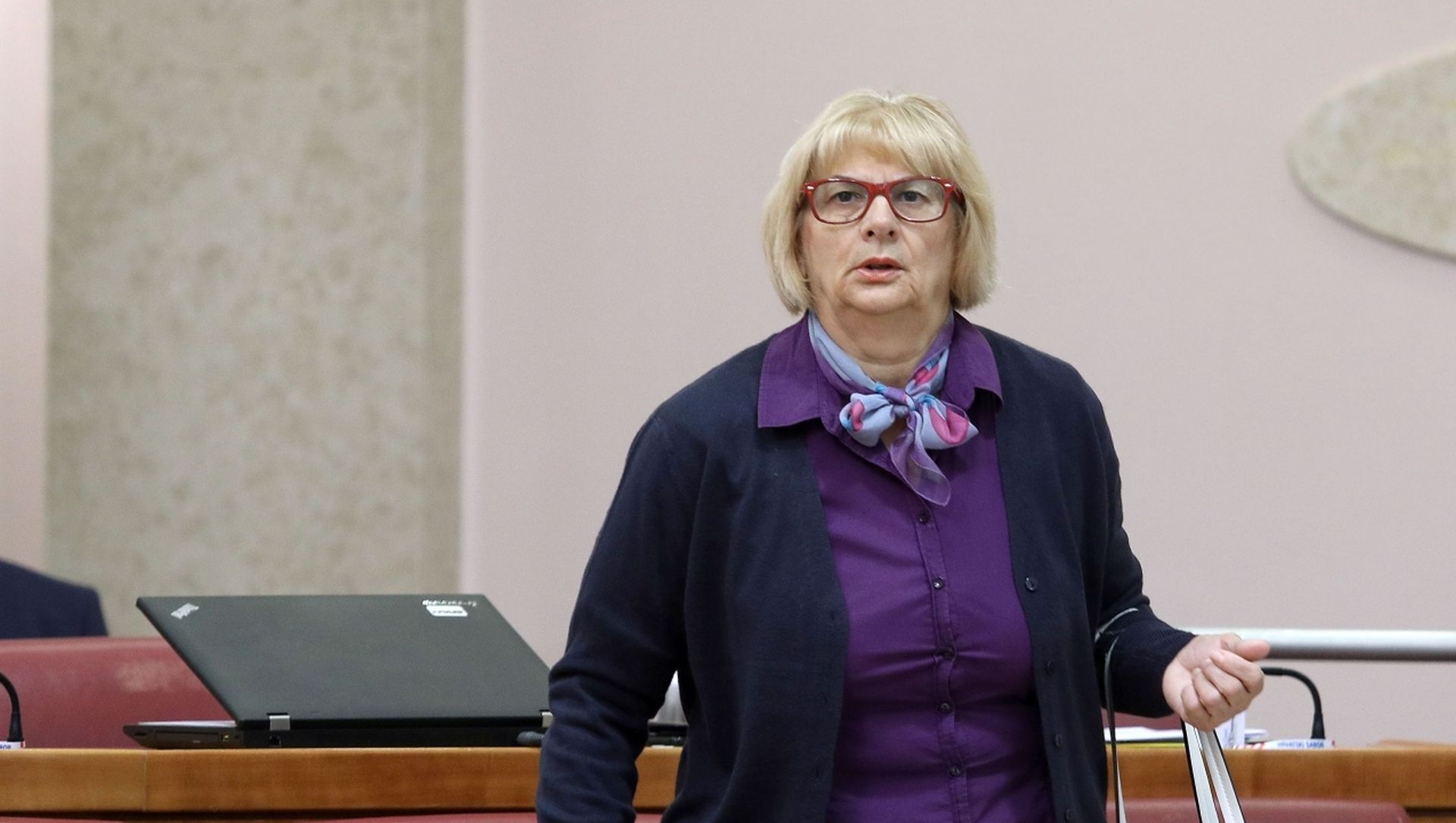 04.10.2019., Zagreb - Rasprava o prijedlogu odluke o proglasenju 21. listopada Nacionalnim danom bez mobitela u prometu nije izazvala veci interes medju zastupnicima i sabornica je u petak ujutro bila vecim dijelom prazna.
Photo: Patrik Macek/PIXSELL