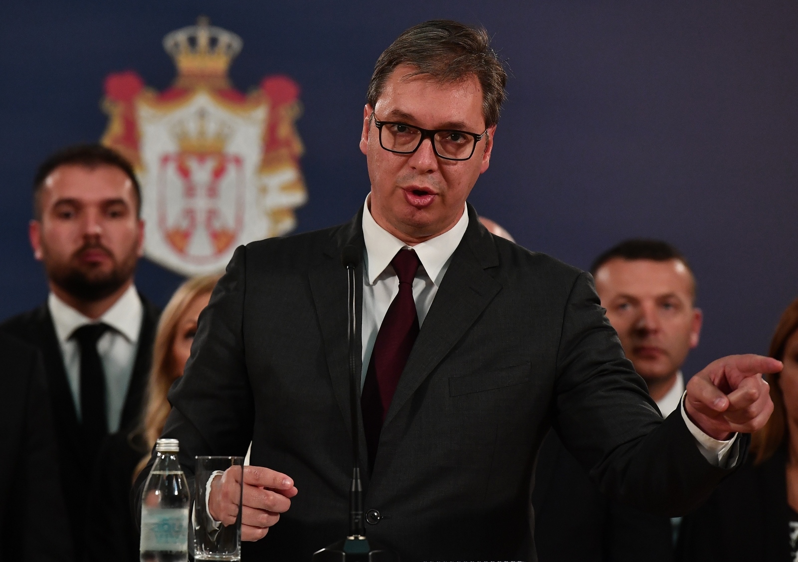 0410.2019., Beograd, Srbija - Predsjednik Republike Srbije Aleksandar Vucic odrzao je press konferenciju poslije sastanka sa kandidatima Srpske liste za poslanike na predstojecim parlamentarim izborima na Kosovu i Metohiji. Photo: Srdjan Ilic/PIXSELL