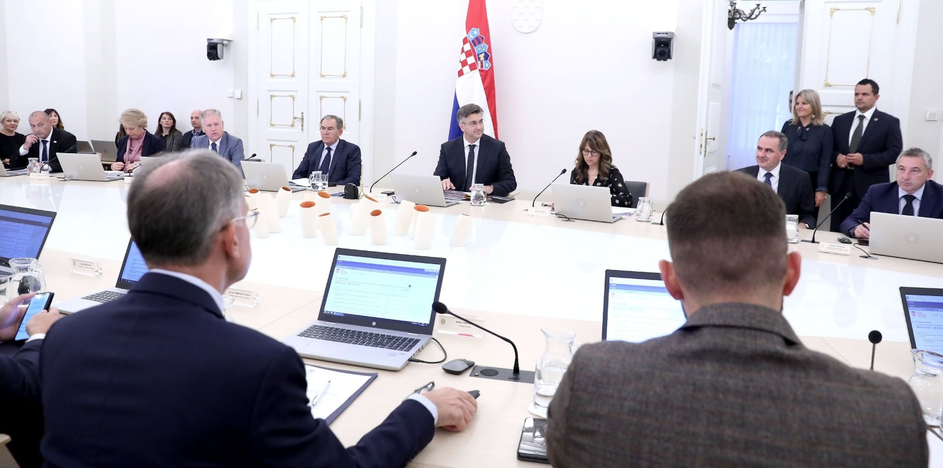 10.10.2019., Zagreb - Vlada RH odrzala je u Banskim dvorima svoju 183. sjednicu na kojoj je, uz ostalo, raspravljala o izmjenama zakona o radu i mirovinskom osiguranju. Predsjednik Vlade Andrej Plenkovic  Photo: Patrik Macek/PIXSELL