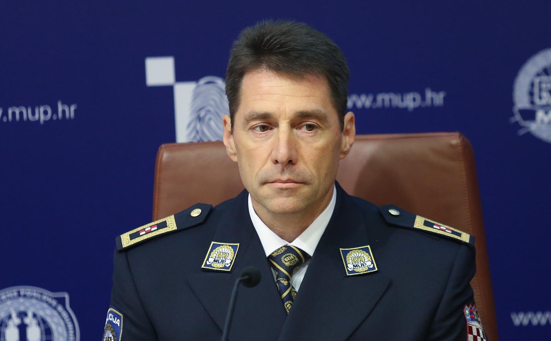 14.08.2019., Zagreb - U Amfiteatru Ravnateljstva policije odrzana konferencija za medije povodom zavrsetka sudjelovanja kineskih policijskih sluzbenika u projektu "Sigurna turisticka sezona 2019.". Zamjenik glavnog ravnatelja policije Josip Celic. 
Photo: Marko Prpic/PIXSELL