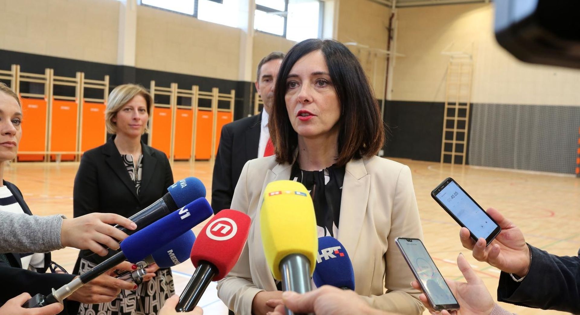 14.10.2019., Medulin - Osnovna skola dr Mate Demarin. Ministrica znanosti i obrazovanja Blazenka Divjak otvorila je nadogradnju osnovne skole i sportske dvorane.
Photo:Goran Kovacic/PIXSELL