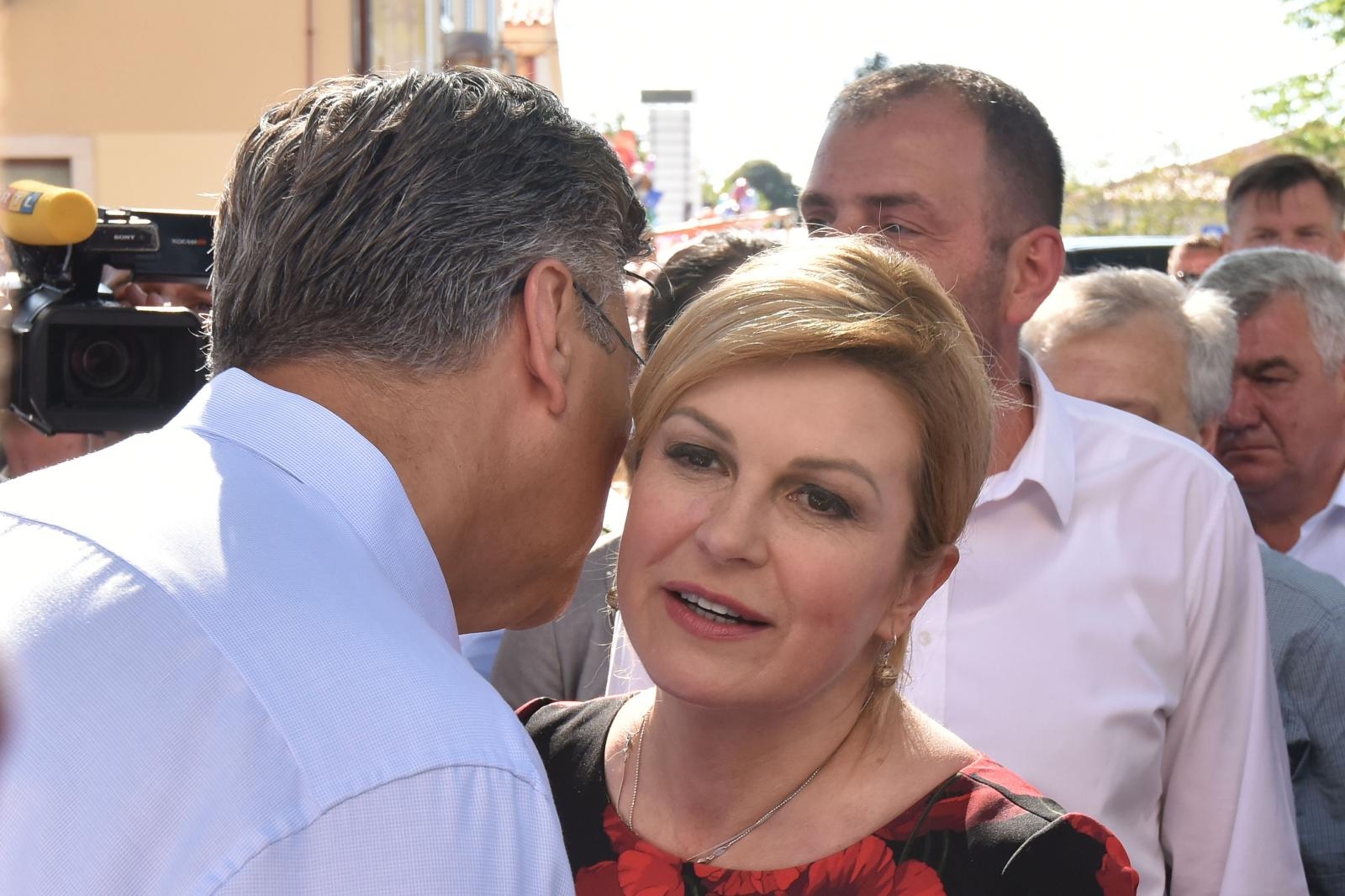 18.08.2019., Barban - U Barbanu održana 44. Trka na prstenac. Predsjednik Vlade Andrej Plenkovic i predsjednica RH Kolinda Grabar-Kitarovic Photo: Dusko Marusic/PIXSELL