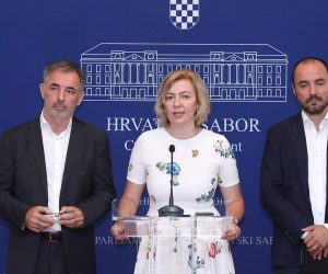 23.08.2019., Zagreb - U Saboru je odrzana konferencija za medije Kluba zastupnika SDSS-a na kojoj su Dragana Jeckov, Milorad Pupovac, Boris Milosevic govorili o napadu na Srbe s podrucja Knina. Photo: Patrik Macek/PIXSELL