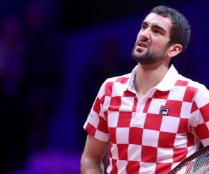 Lille: U 4. meču finala Davis Cupa sastali se Lucas Pouille i Marin Čilić 25.11.2018., Lille, Francuska - Na stadionu Pierre-Mauroy odigrano je finale Davis Cupa izmedju Francuske i Hrvatske. U prvom mecu treceg dana sastali su se Lucas Pouille i Marin Cilic. Marin Cilic. 
Photo: Sanjin Strukic/PIXSELL