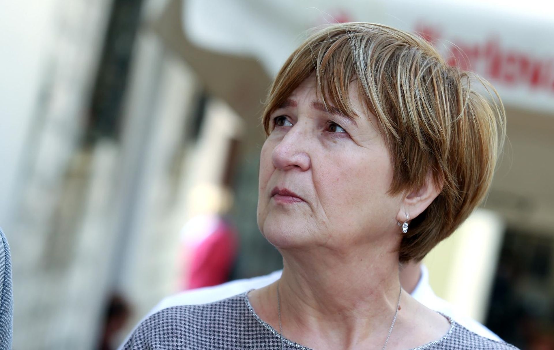 26.04.2019., Sibenik - Politicka platforma Hrvatski suverenisti odrzali su konferenciju za medije na temu "Sto je Hrvatska i Sibenik dobio, a sto je mogao dobiti ulaskom u EU". Europarlamentarna zastupnica Ruza Tomasic.  
Photo: Dusko Jaramaz/PIXSELL