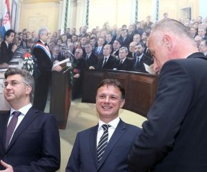 30.05.2017., Zagreb - Svecanim prijemom u Saboru je obiljezen 30. svibnja - Dan Hrvatskoga sabora. Andrej Plenkovic , Gordan Jandrokovic , Ivan Vrdoljak. 
Photo: Patrik Macek/PIXSELL