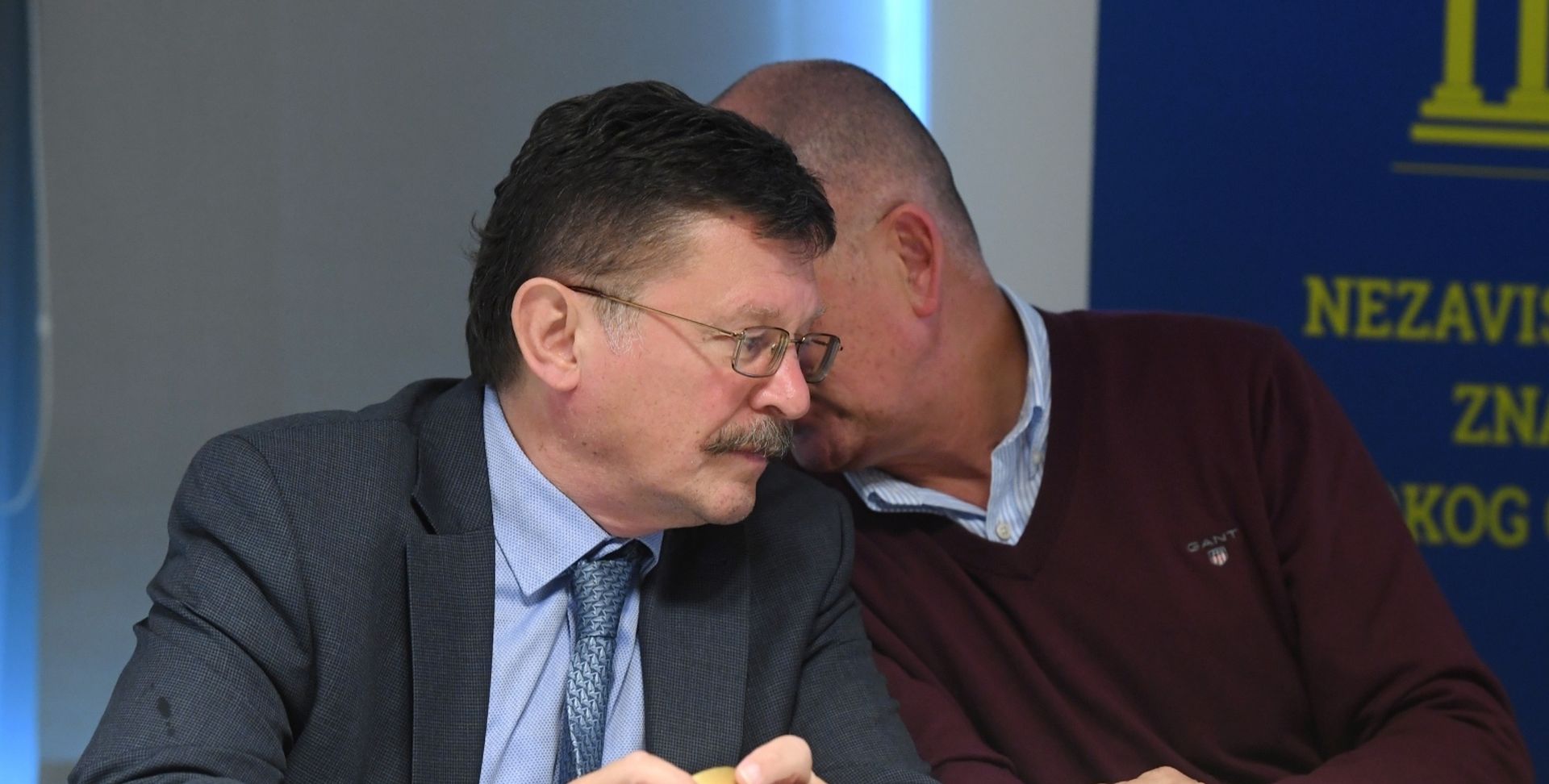 30.10.2019., Zagreb - Konferencija za medije Sindikata znanosti i visokog obrazovanja na kojoj je celnistvo objavilo izvjestaj o drugom danu strajka u sustavu znanosti i visokog obrazovanja. Vilim Ribic, Igor Radeka
Photo: Marko Lukunic/PIXSELL