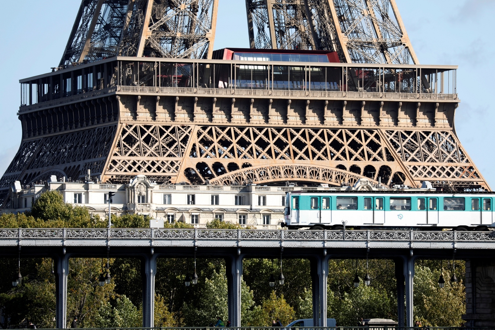 A metro passes by a residential apartment building near the Eiffel Tower in Paris A metro passes by a residential apartment building near the Eiffel Tower in Paris, France, October 18, 2019. REUTERS/Charles Platiau CHARLES PLATIAU