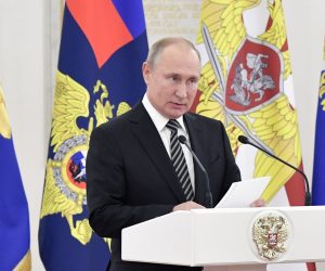 epa07976271 Russian President Vladimir Putin addresses the audience during a ceremony marking the promotion of senior officers to higher ranks in the Kremlin in Moscow, Russia, 06 November 2019.  EPA/ALEXEY NIKOLSKY/SPUTNIK/KREMLIN / POOL MANDATORY CREDIT