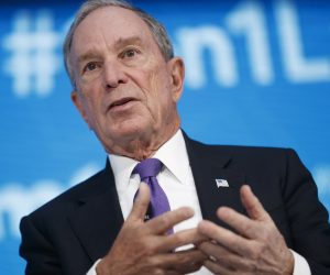 epa07980255 (FILE) Founder of Bloomberg L.P. and Bloomberg Philanthropies, WHO Global Ambassador for Noncommunicable Diseases, and UN Special Envoy for Climate Action Michael Bloomberg delivers remarks at a one on one conversation with IMF Managing Director Christine Lagarde during the 2018 World Bank Group IMF Spring Meetings at IMF Headquarters in Washington, DC, USA, 19 April 2018 (reissued 07 November 2019). According to media reports on 07 November 2019 Former New York City Mayor Michael Bloomberg is preparing to enter the Democratic presidential primary.  EPA/SHAWN THEW
