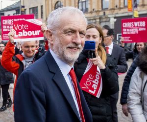 epa07990938 Labour Party leader Jeremy Corbyn attends a Labour Party rally in Blackpool, Britain, 12 November 2019. Britons go to the polls on 12 December in a general election.  EPA/PETER POWELL