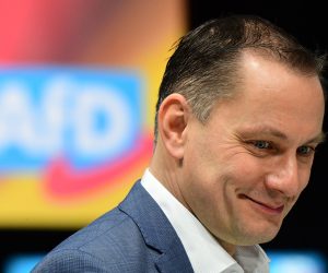 epa08034318 Alternative for Germany party (AfD) faction co-chairman Tino Chrupalla during the party convention of the German right-wing 'Alternative for Germany' ('Alternative fuer Deutschland' AfD) in Braunschweig, northern Germany 30 November 2019. The AfD holds its convention in Brunswick on 30 November and 01 December.  EPA/CLEMENS BILAN