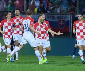 16.11.2019., stadion HNK Rijeka, Rijeka - Kvalifikacije za Europsko prvenstvo, skupina E, 9. kolo, Hrvatska - Slovacka. Slavlje Hrvatske. 
Photo: Marko Lukunic/PIXSELL