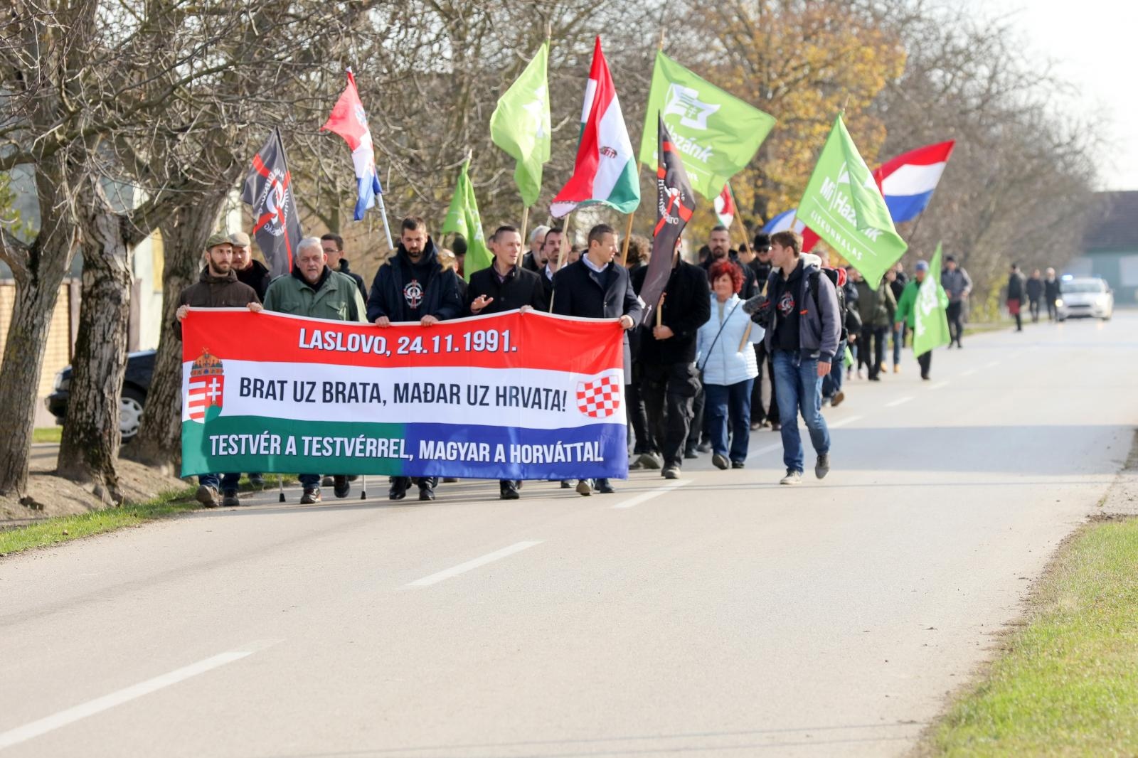 24.11.2019., Laslovo - Mimohod hrvatsko-madjarskog prijateljstva i komemoracija u sjecanje na 28 godina od pada obrane Laslova.
Photo: Dubravka Petric/PIXSELL