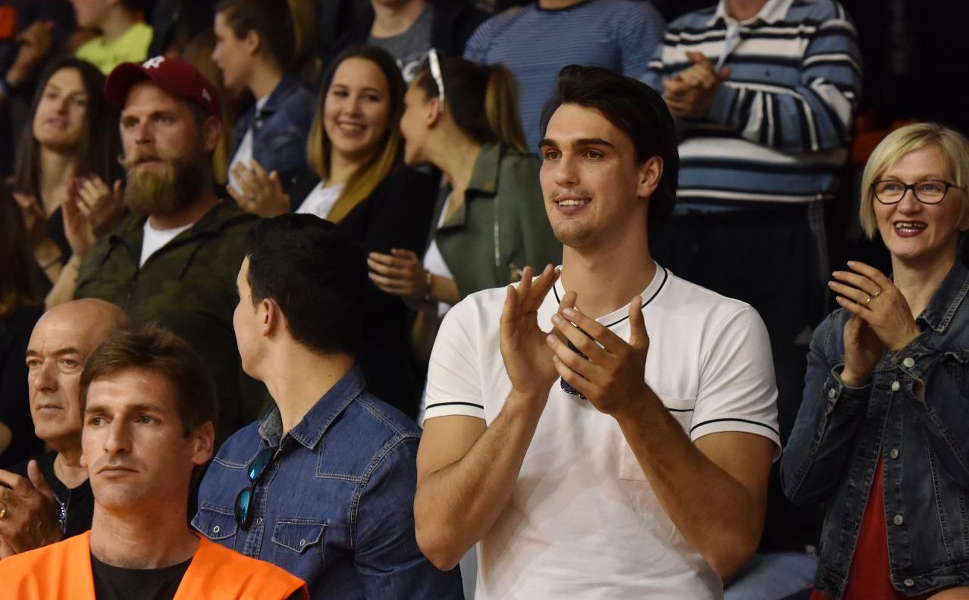 28.04.2019., dvorana Baldekin, Sibenik - NBA zvijezda Dario Saric na utakmici. Druga utakmica cetvrtfinala Prvenstva Hrvatske, GKK Sibenik - KK Zadar. 
Photo: Hrvoje Jelavic/PIXSELL