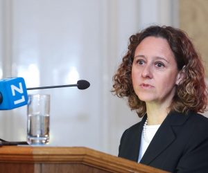 28.10.2019., Zagreb - U svecanoj dvorani palace Hrvatske akademije znanosti i umjetnosti odrzana je svecana dodjela nagrada 53. Natjecaja kratke price Vecernjeg lista Ranko Marinkovic. Ministrica Kulture Nina Obuljen Korzinek. 
Photo: Luka Stanzl/PIXSELL