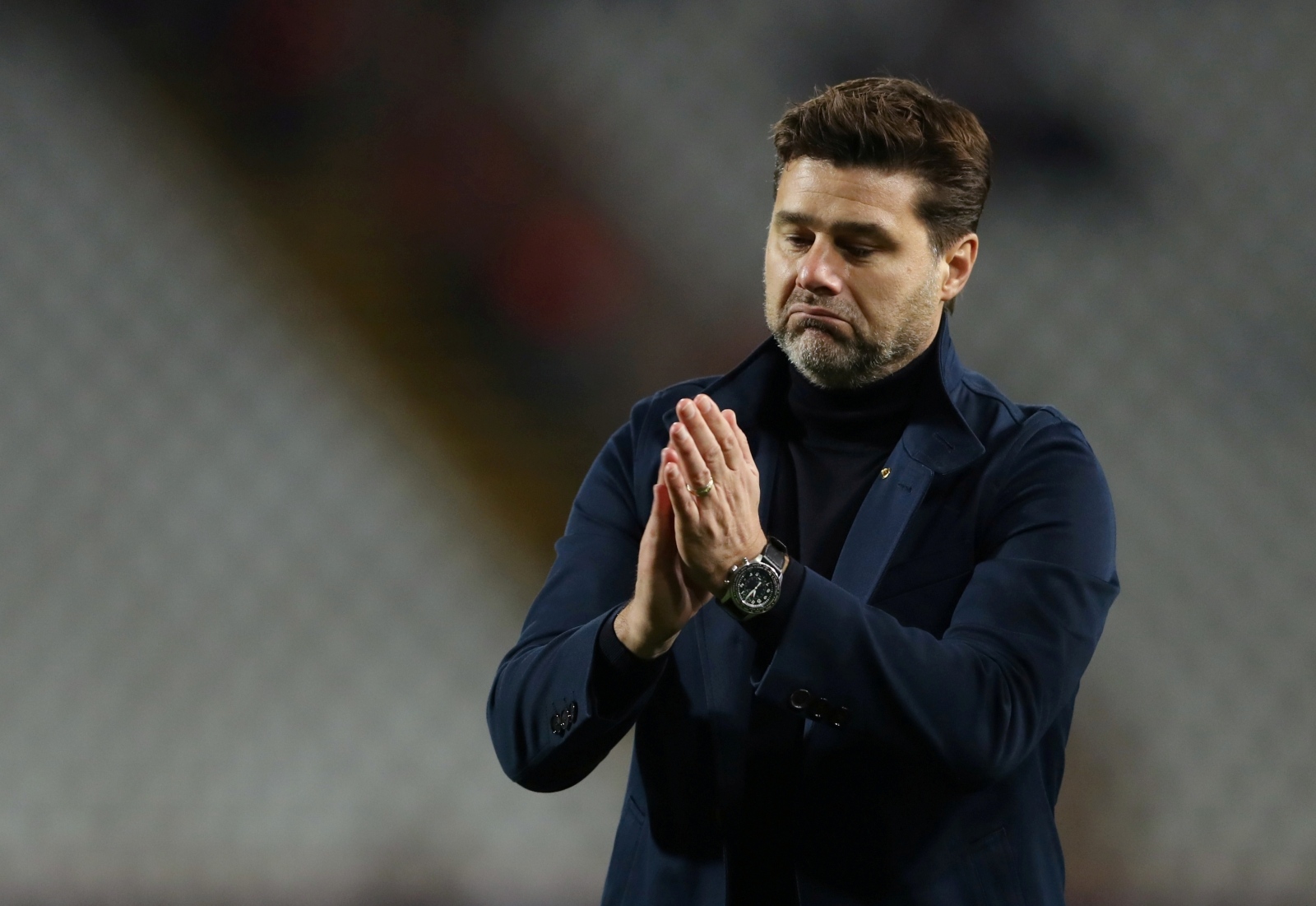 FILE PHOTO: Champions League - Group B - Crvena Zvezda v Tottenham Hotspur FILE PHOTO: Soccer Football - Champions League - Group B - Crvena Zvezda v Tottenham Hotspur - Rajko Mitic Stadium, Belgrade, Serbia - November 6, 2019  Tottenham Hotspur manager Mauricio Pochettino applauds the fans after the match    REUTERS/Marko Djurica - RC2Y5D9WQQRT/File Photo Marko Djurica