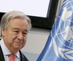 epa08036895 UN Secretary General Antonio Guterres addresses a press conference about the COP25 Climate Summit in Madrid, Spain, 01 December 2019. The UN Climate Change Conference COP25 will run from 02 to 13 December 2019 in the Spanish capital.  EPA/JAVIER LIZON