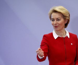 epa08038744 President of the European Commission Ursula von der Leyen arrives for the opening ceremony of the COP25 Climate Summit held in Madrid, Spain, 02 December 2019. The UN Climate Change Conference COP25 runs from 02 to 13 December 2019 in the Spanish capital.  EPA/ZIPI