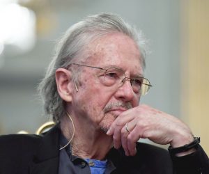 epa08048822 Austrian writer Peter Handke, Nobel Prize Literature laureate 2019, attends a press conference at the Swedish Academy in Stockholm, Sweden, 06 December 2019. The Nobel Prizes for Medicine, Physics, Chemistry, Economics and Literature will be awarded in Stockholm and the peace prize in Oslo on 10 December. Two Nobel Prize for Literature laureates were named this year because last year's prize was not awarded due to a sexual abuse scandal at the Swedish Academy. Polish Olga Tokarczuk won the Nobel Prize in Literature 2018.  EPA/Anders Wiklund  SWEDEN OUT