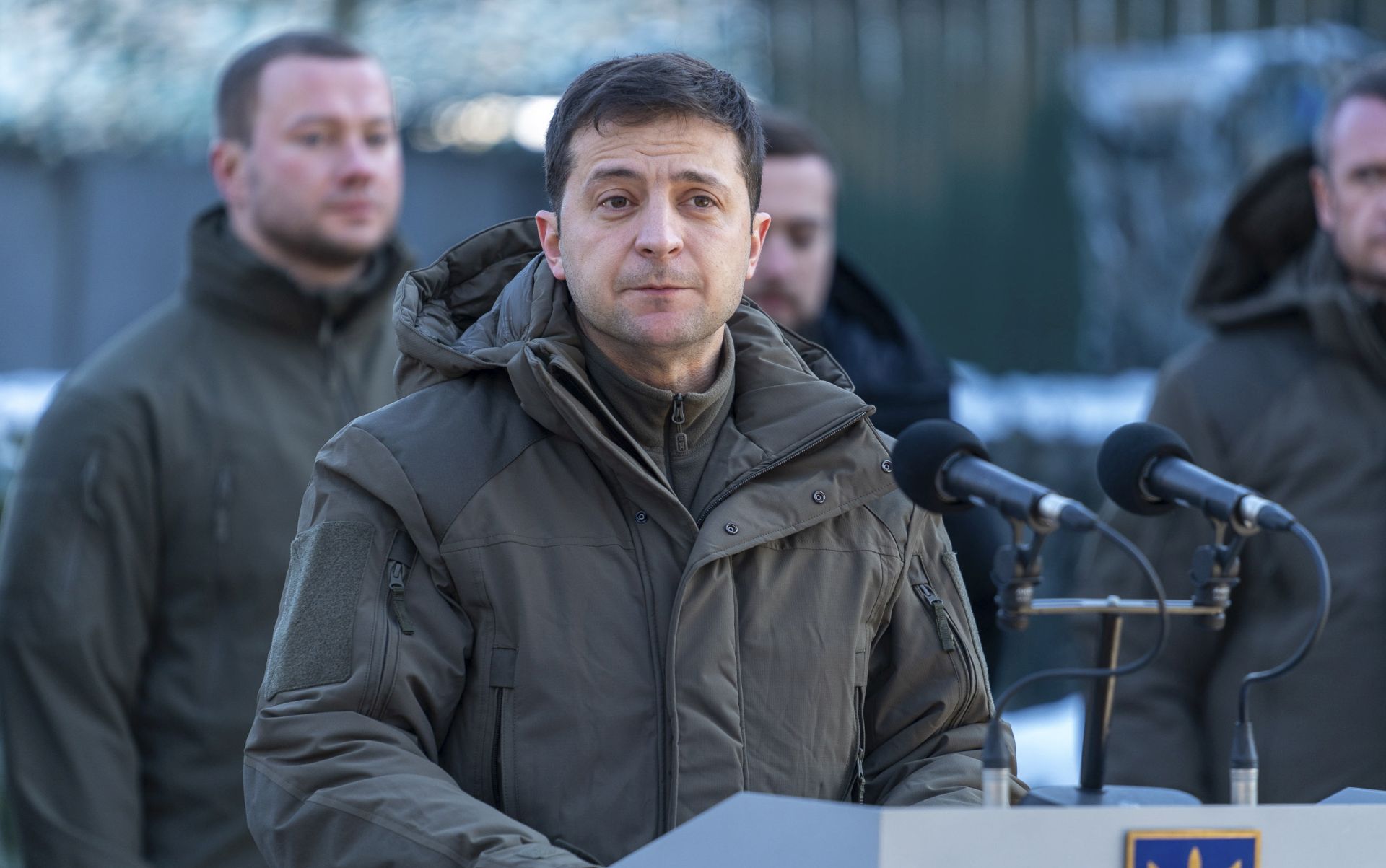 epa08049140 A handout photo made available by the Ukrainian Presidential Press Service shows Ukrainian President Volodymyr Zelensky attending a meeting with servicemen during his working visit to the Donetsk region, Ukraine, 06 December 2019, as Ukrainians mark the Day of Armed Forces. The leaders of the Normandy Four states - Ukraine, France, Germany, and Russia - are scheduled to meet in Paris, France, on 09 December 2019. Zelensky said he would raise the issue of violated ceasefire in Donbas during the summit, local media reported.  EPA/UKRAINIAN PRESIDENTIAL PRESS SERVICE HANDOUT  HANDOUT EDITORIAL USE ONLY/NO SALES